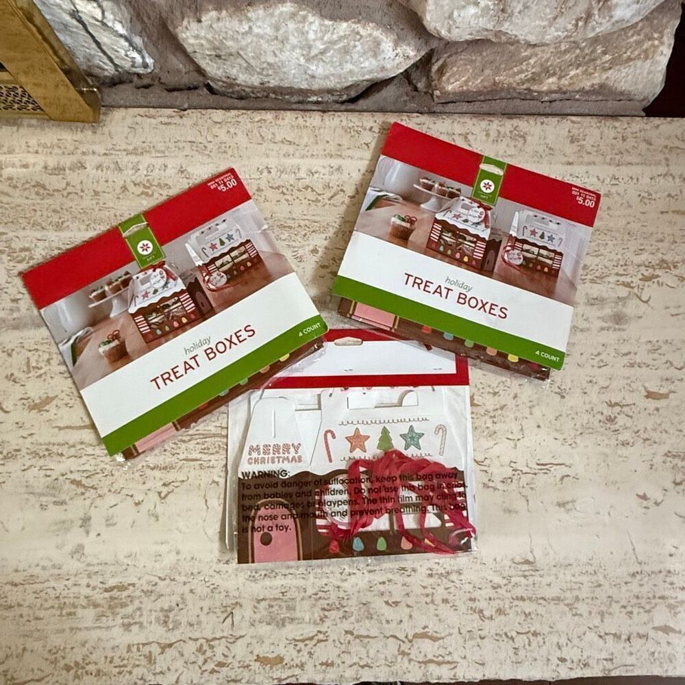 Set of three target gingerbread cardboard treat boxes